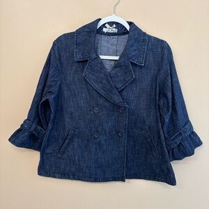 Dark Blue Double-Breasted Denim Jacket